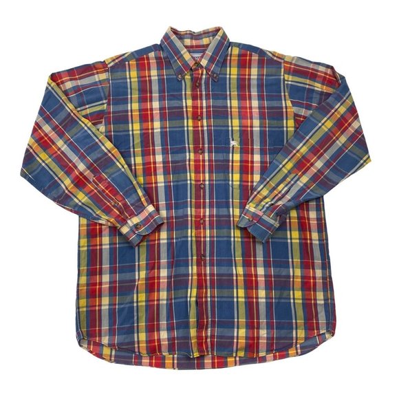 Burberry Other - Burberry Blue Red Checkered 3/4 Sleeved Shirt Size Mens L